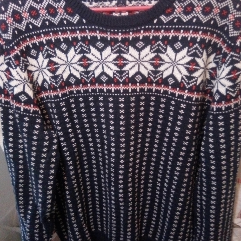 J. Crew Navy and White Fair Isle Men's Sweater